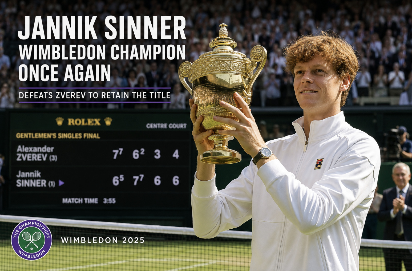 Sinner Defends His Wimbledon Crown and Denies Zverev a Second Major